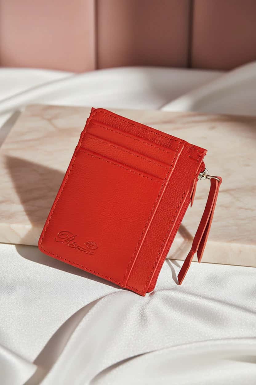 Card holder  cuero puro rojo bésame