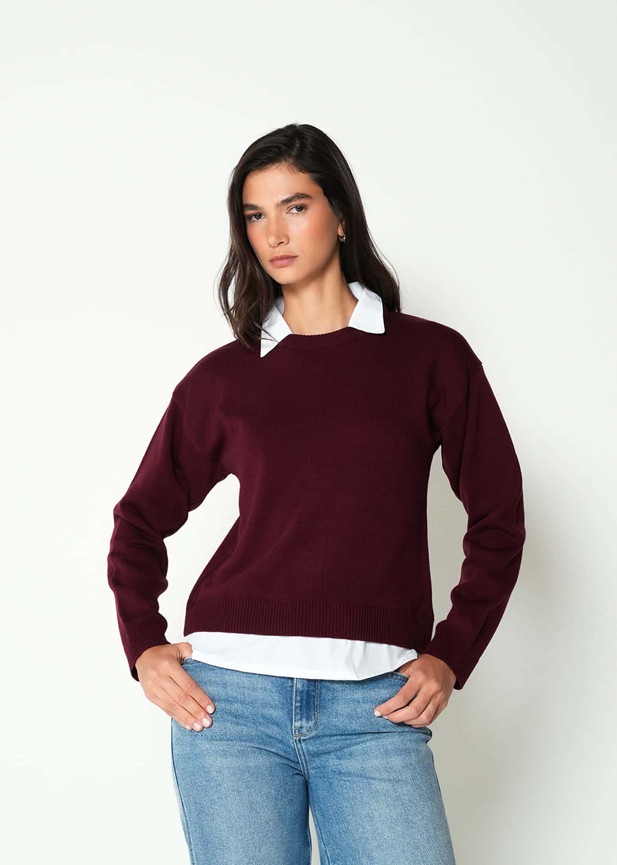 Buzo tejido con cuello camisero