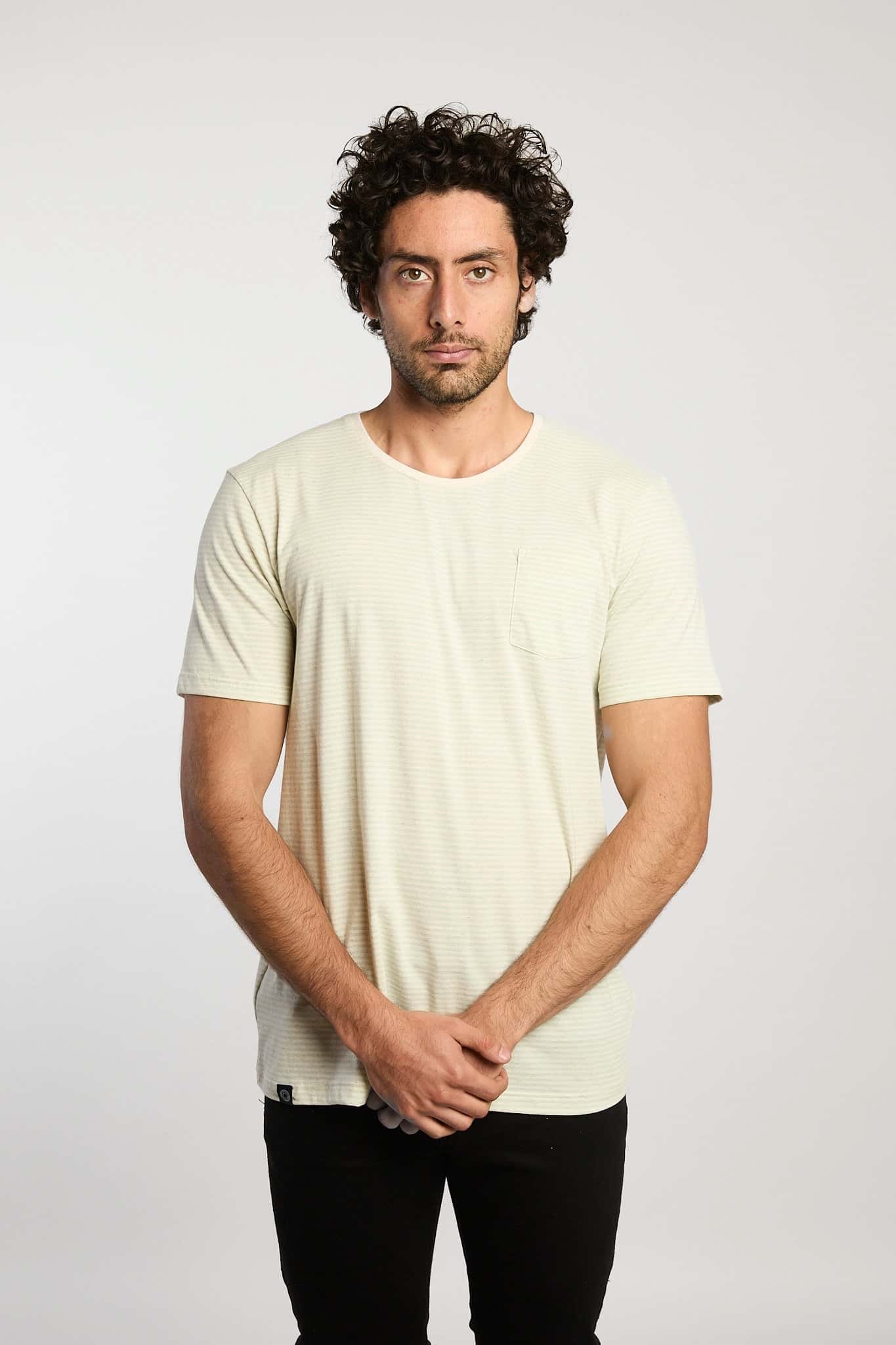 Camiseta Pulsos Ocultos Rayas Verde Claro