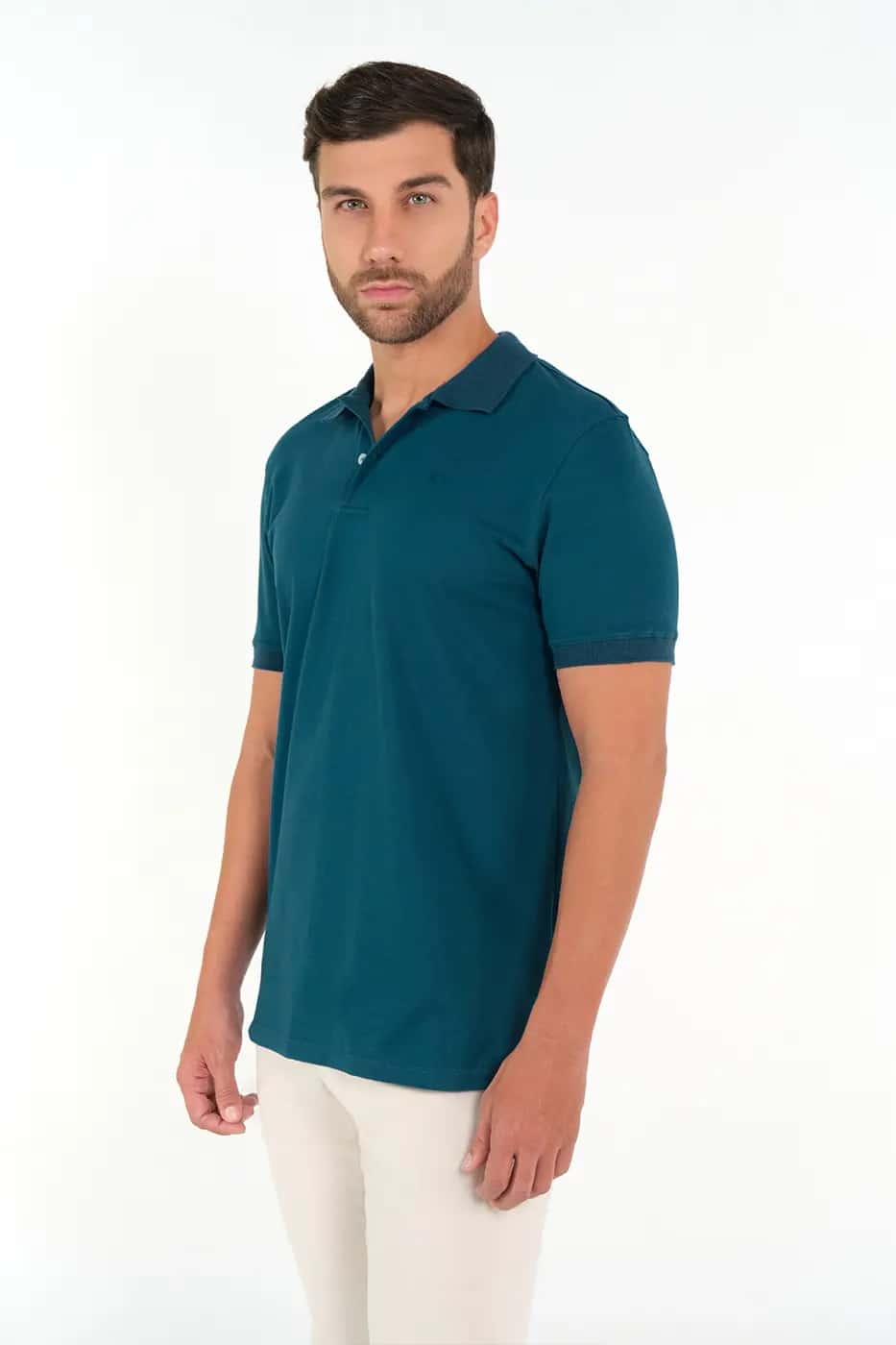 Camiseta Polo 100% Algodón Azul Petróleo