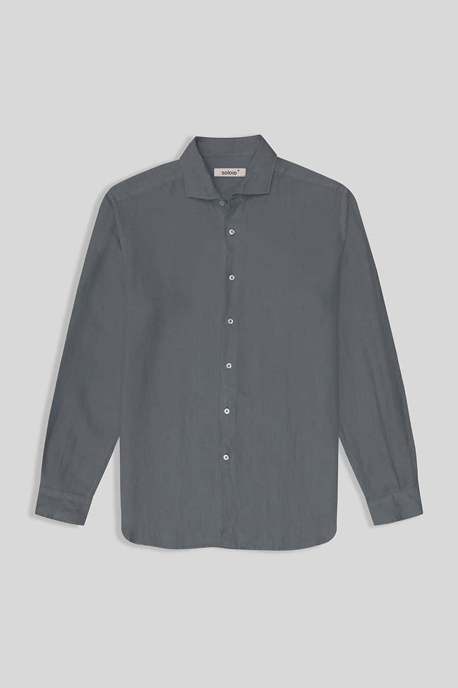 Men's linen shirt grey basic