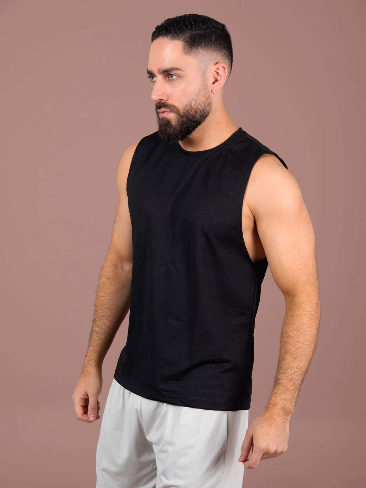 Camisilla hombre panal negra