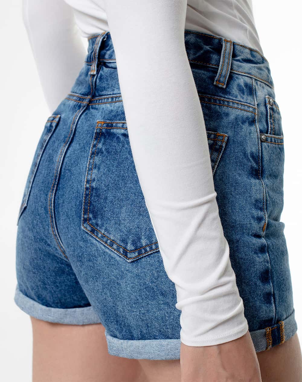 Short tiro alto denim índigo medio mujer