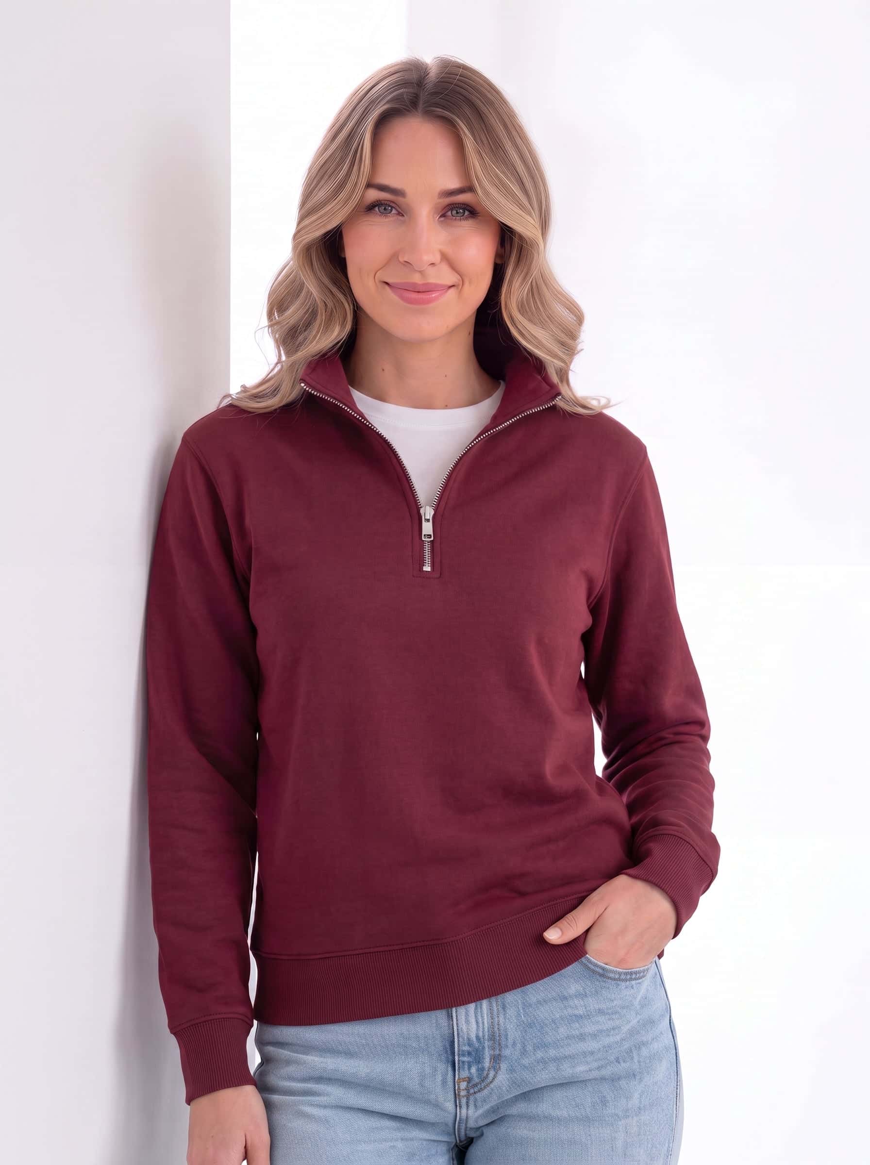 Buzo cuello alto mujer Vinotinto Burdeos