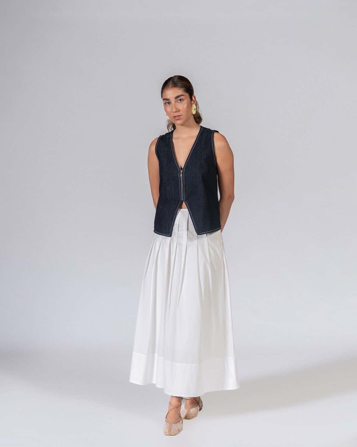 Falda Plisé Maxi Blanco - miniatura 3