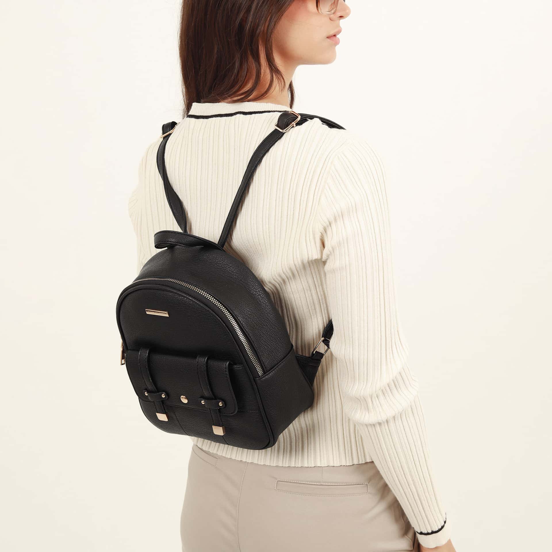 Morral mini en cuero sintético con bolsillo externo - miniatura 3