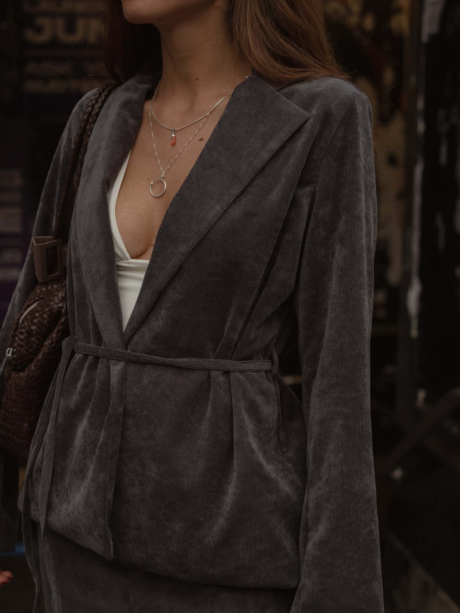 CORD BLAZER - DEEP BROWN
