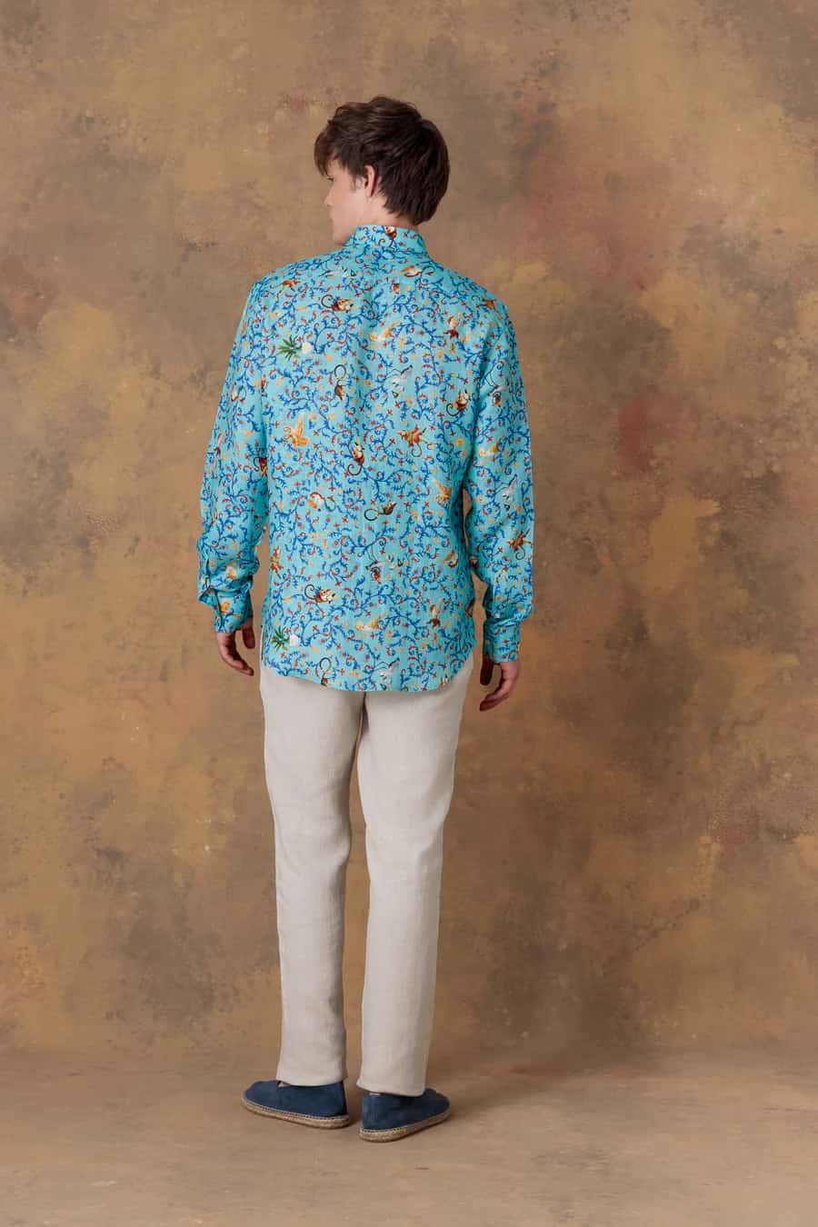 Men's shirt linen delphos teal - miniatura 7