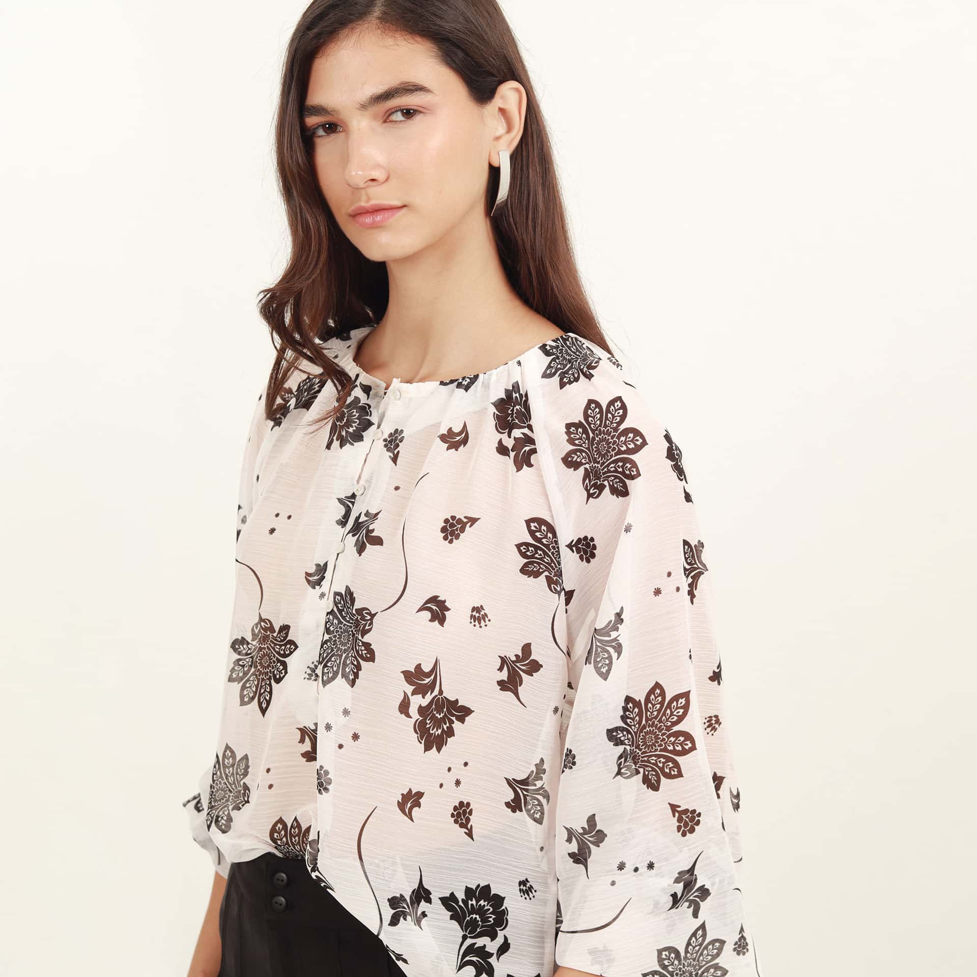 Blusa cuello redondo manga larga