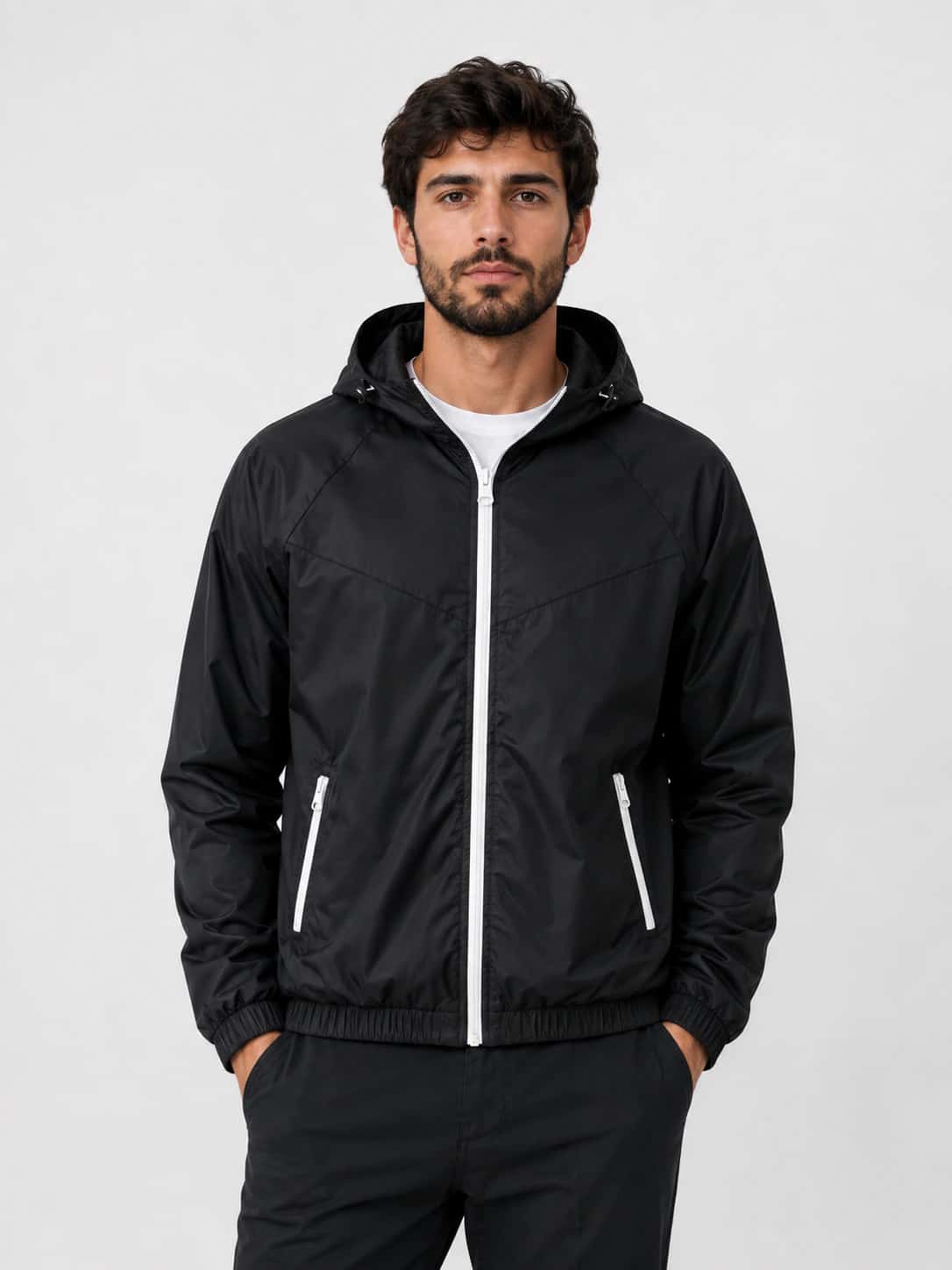 Chaqueta Cyclone Negra Con Cremallera Blanca OUTLET