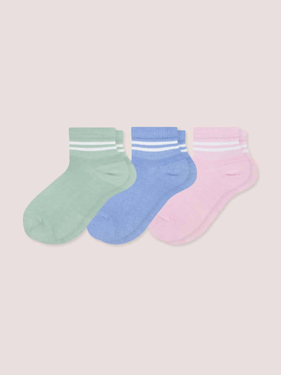 Medias Corta Para Dama Rayas Multicolor Paq. X3