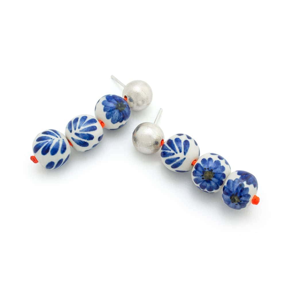 ARETES 3 ESFERAS AZUL COBALTO