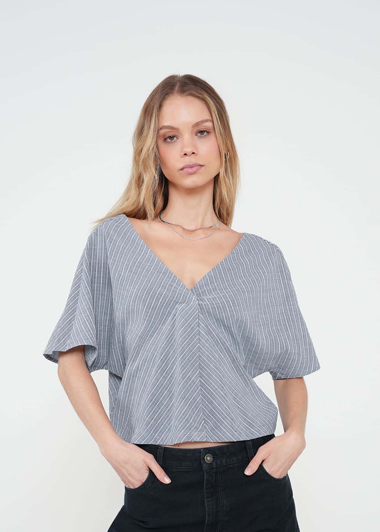 Camisa a rayas manga corta