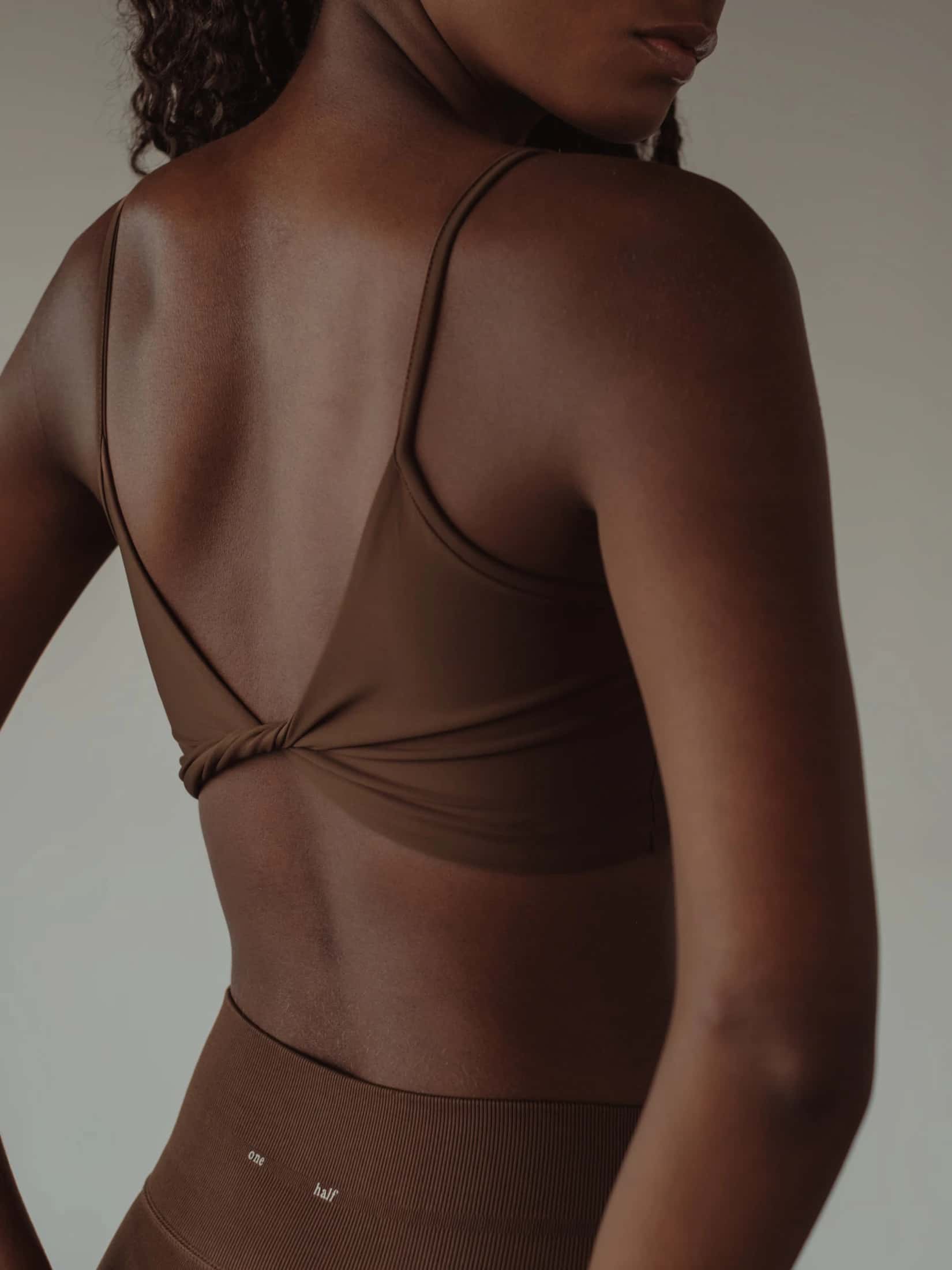 DOUBLE STRAP CROSS TOP - SEPIA - miniatura 2