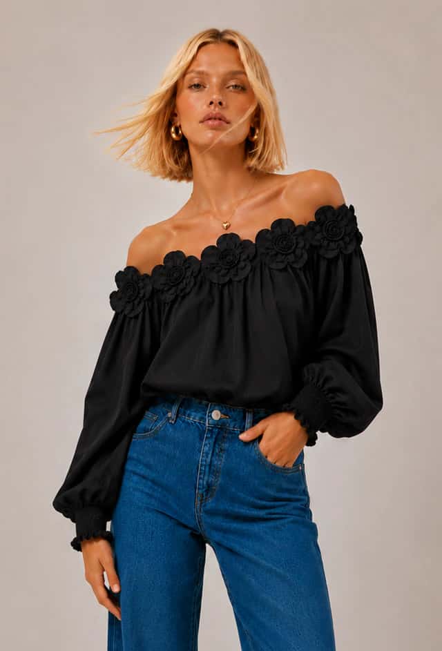 Blusa Magnoleah negro - miniatura 2