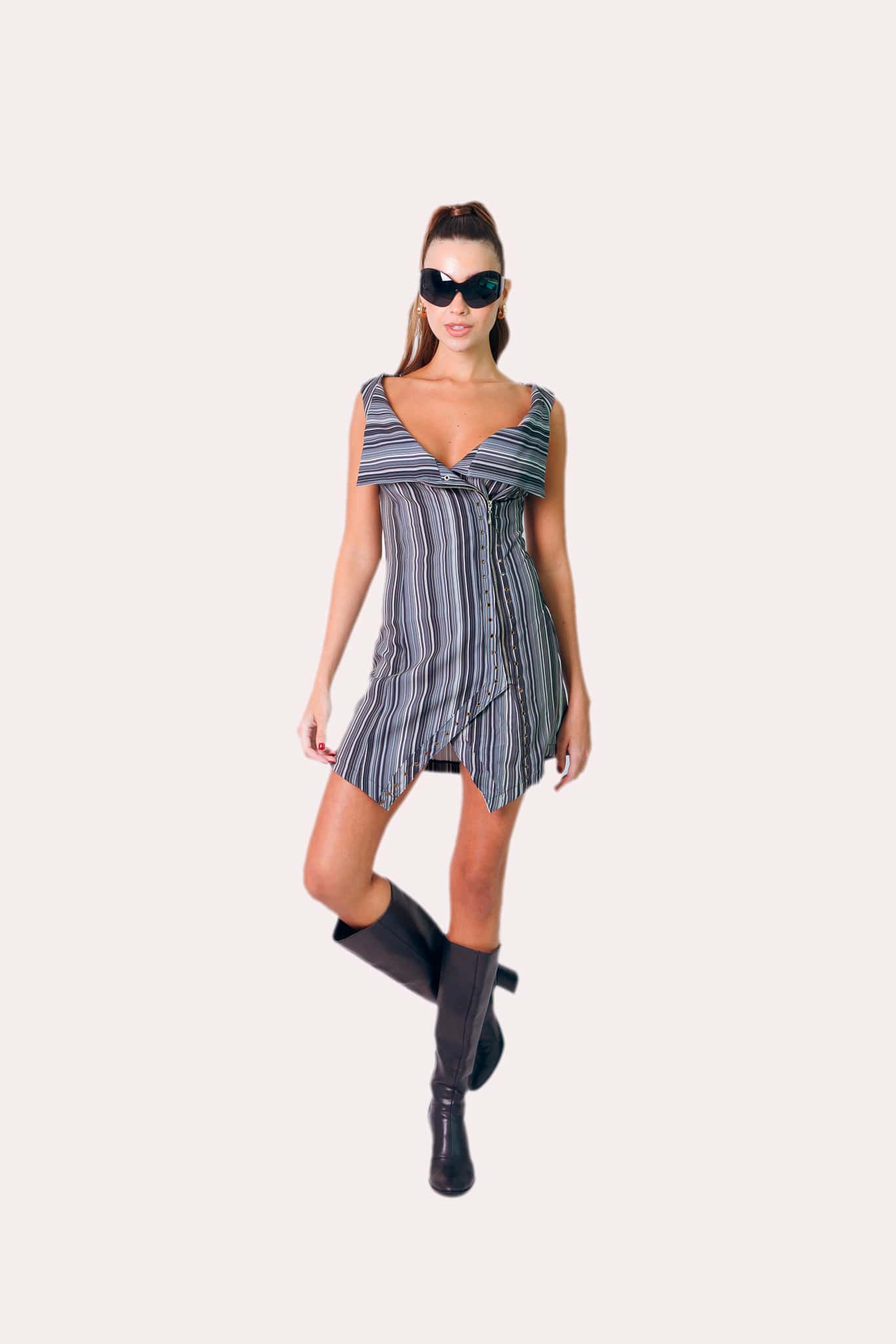 Noir Stripe Mini Dress