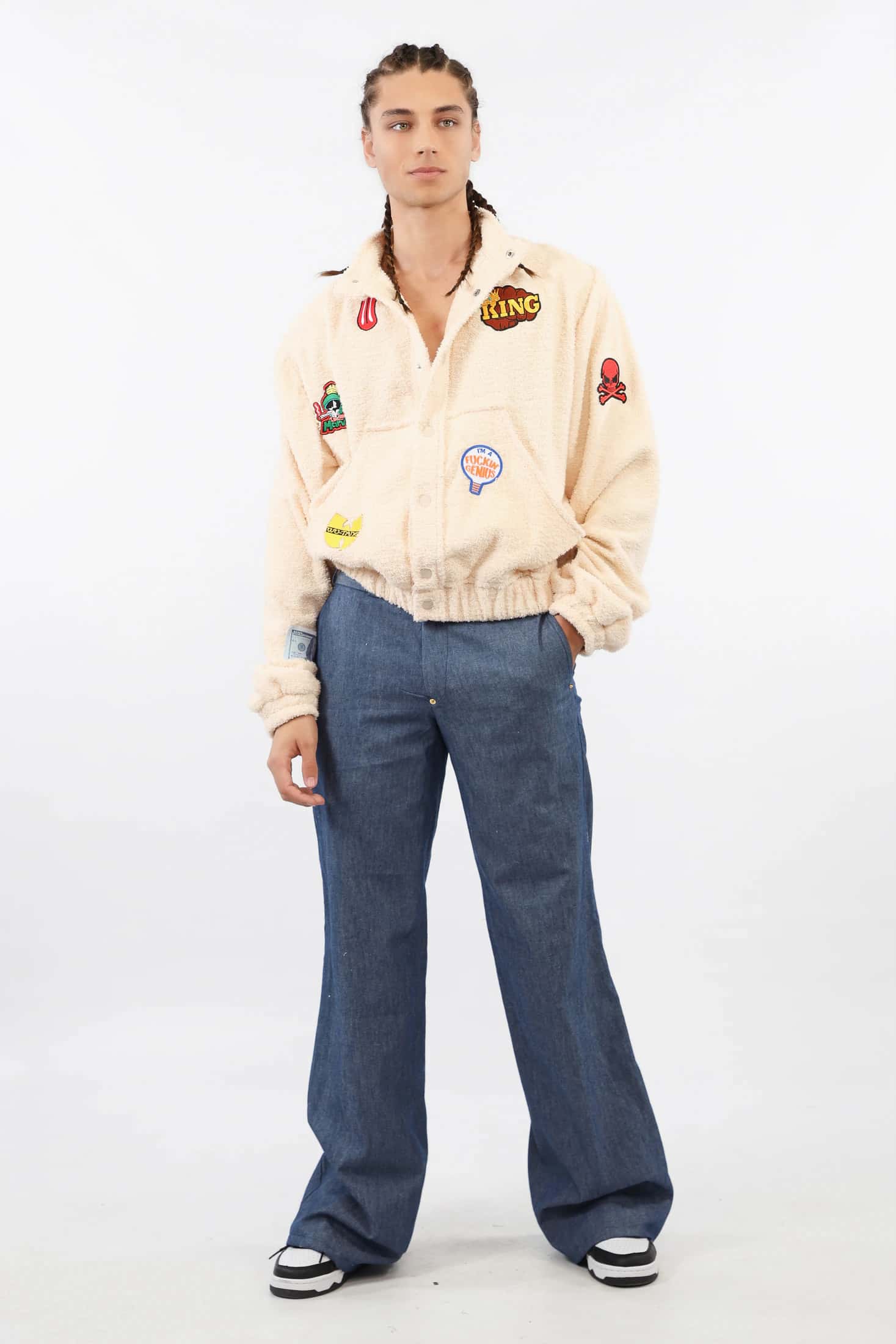 Terry Cloth Bomber with Patches
