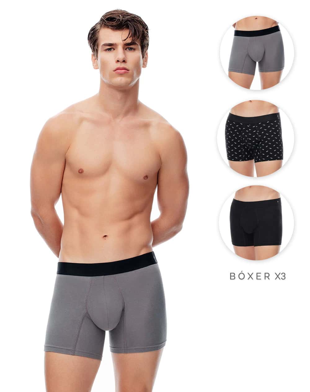 Bóxer medio algodón jersey x3unds surtido hombre