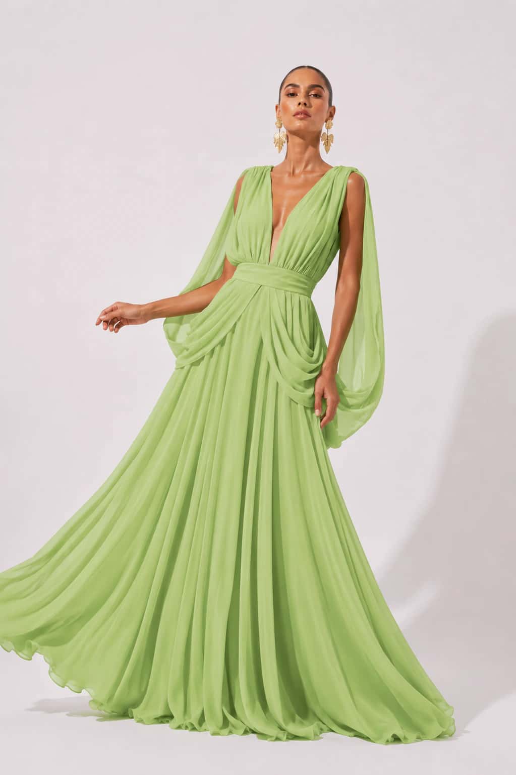 Vestido Hinora Verde Limon - miniatura 1