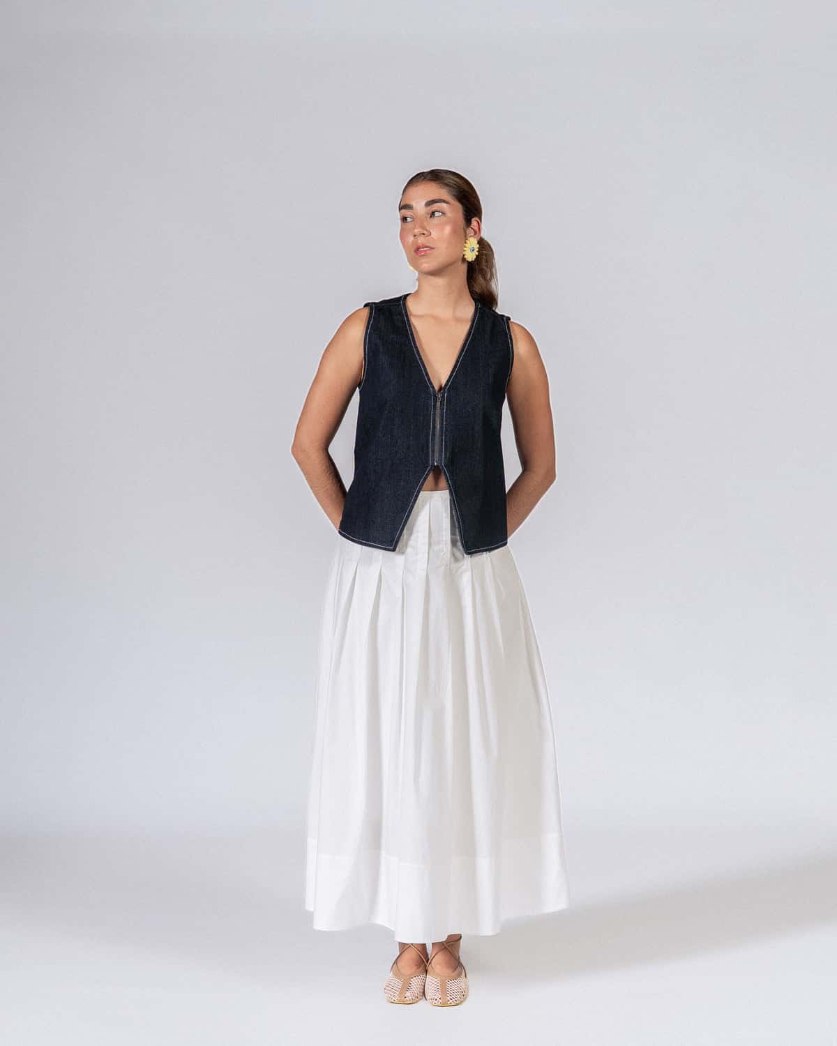 Falda Plisé Maxi Blanco - miniatura 4