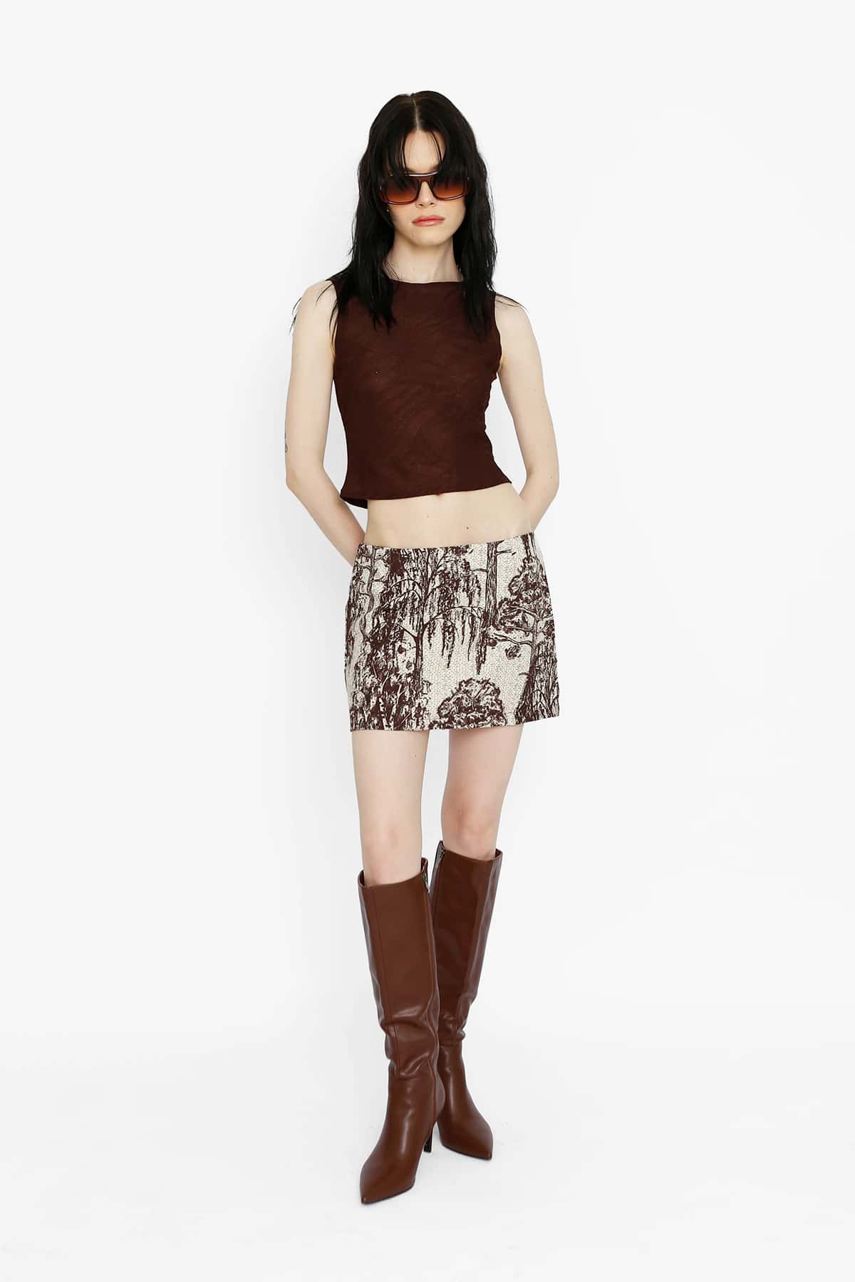 Mini Skirt in Brown Willow