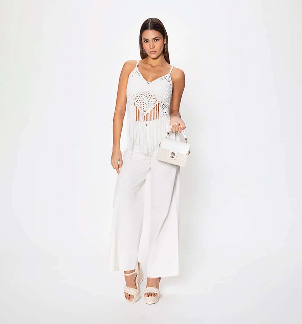 Blusa crochet con flecos