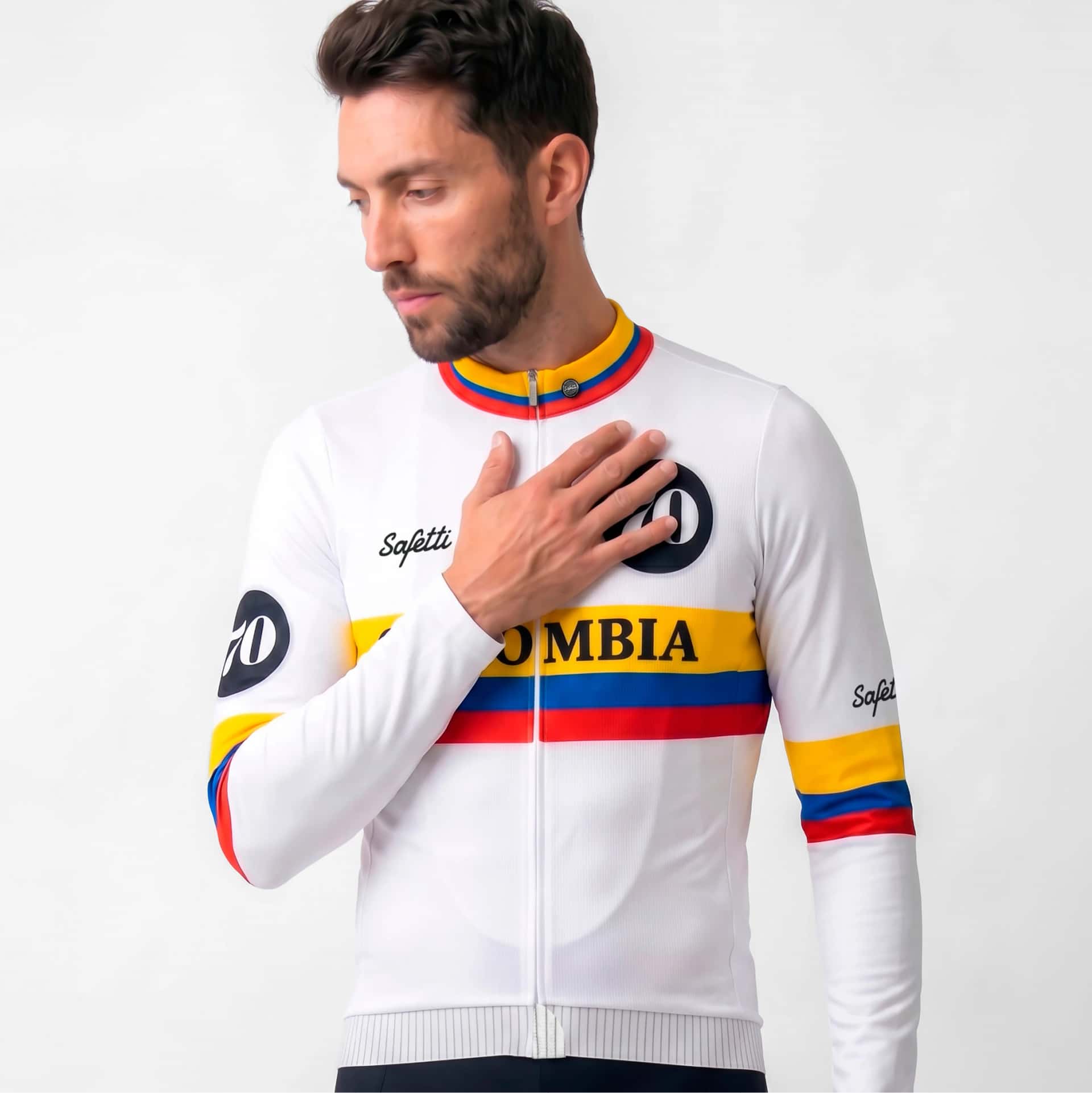 CAMISA CICLISMO MANGA LARGA COLOMBIA COCHISE 70 PARA HOMBRE - miniatura 3