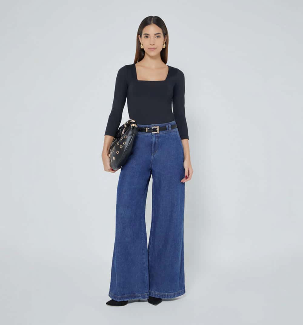 Blusa escote cuadrado  manga 3/4