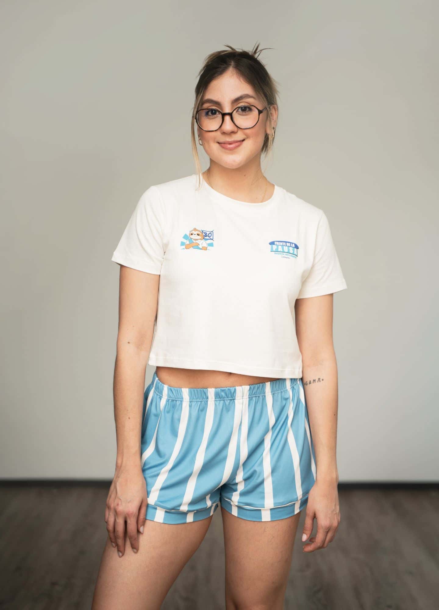 Conjunto Short Frente de la Pausa - Azul Cielo