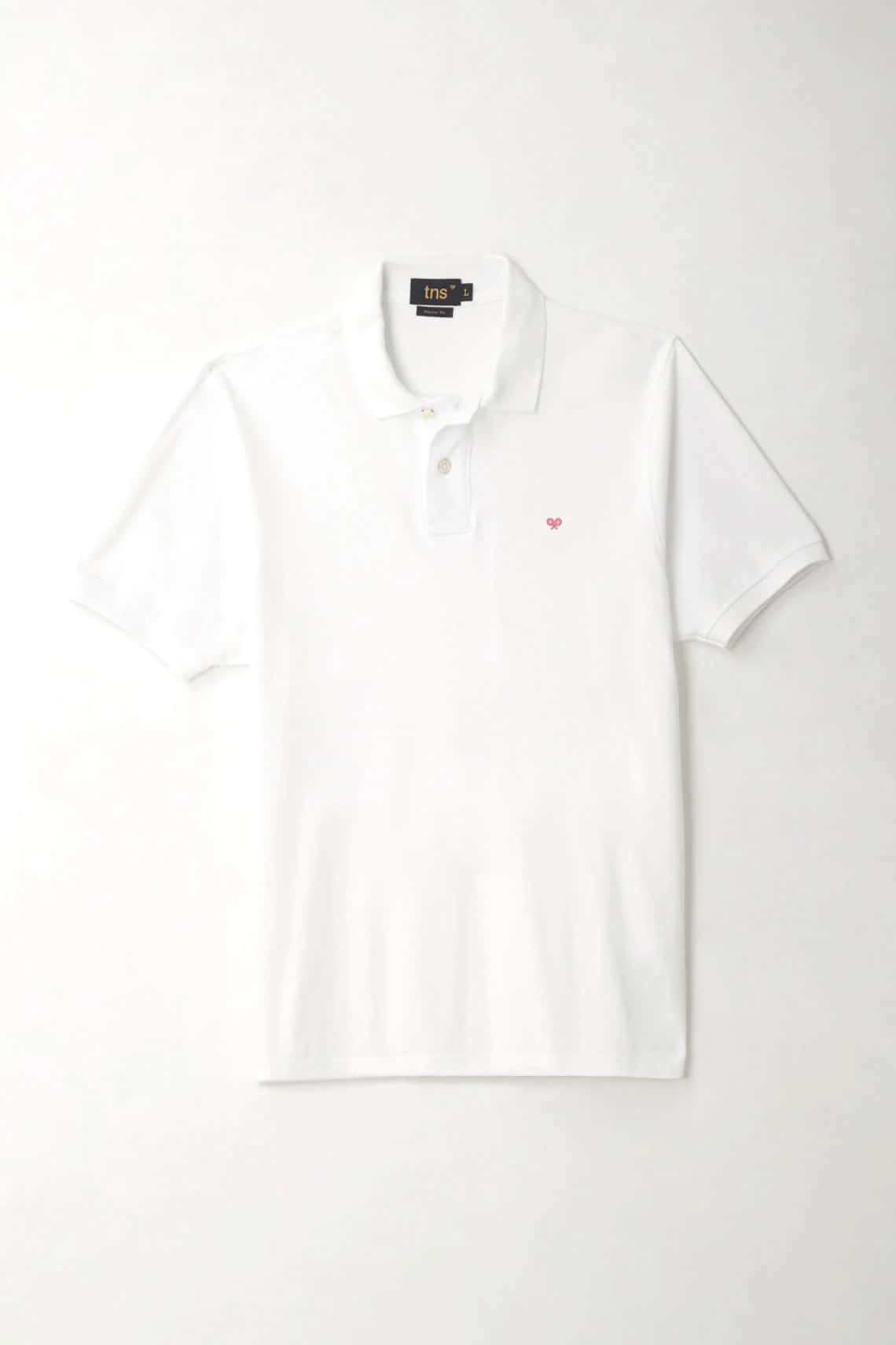 Polo blanca con raqueta multicolor para hombre