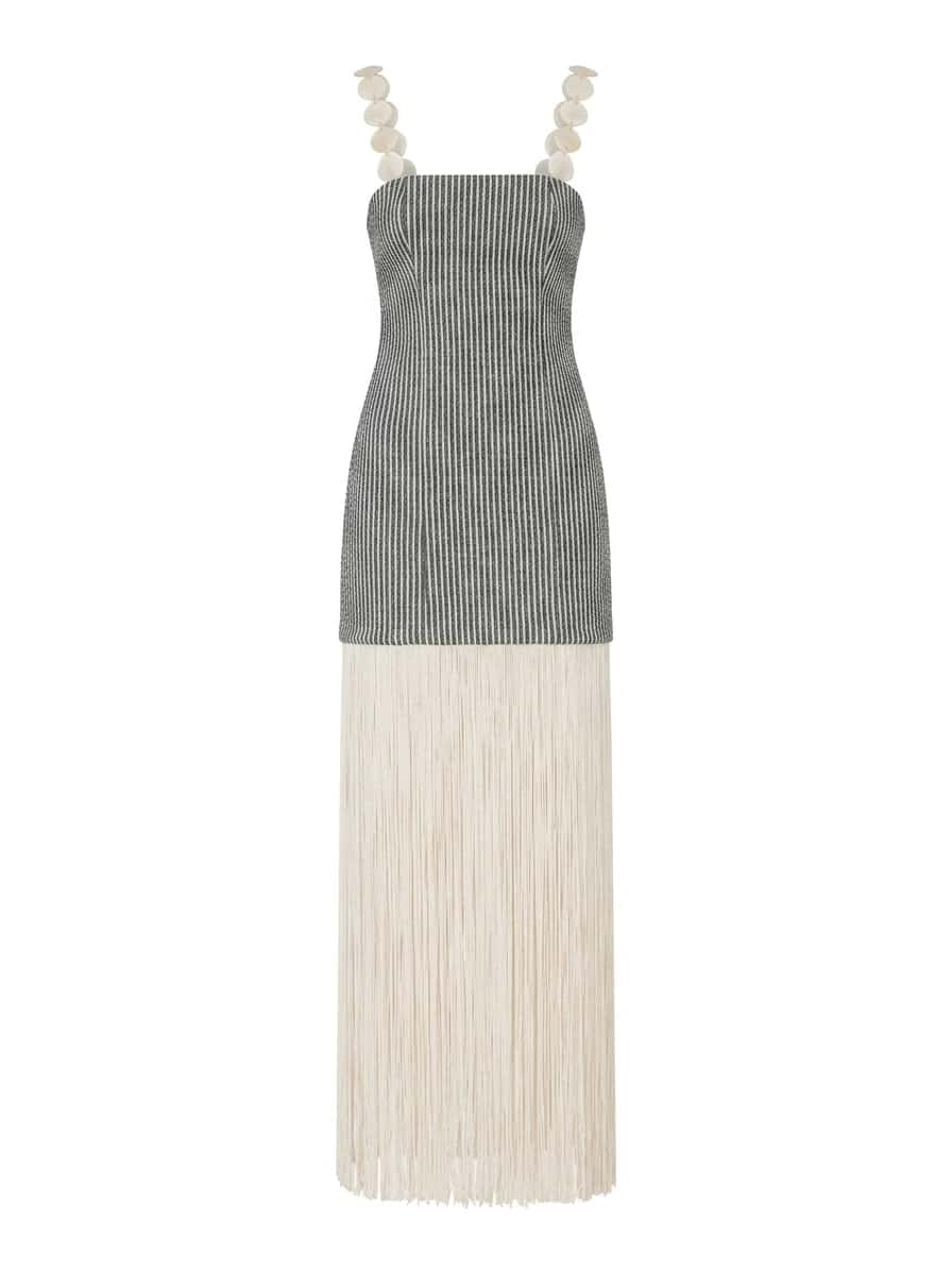 ELENA DRESS GREEN STRIPES