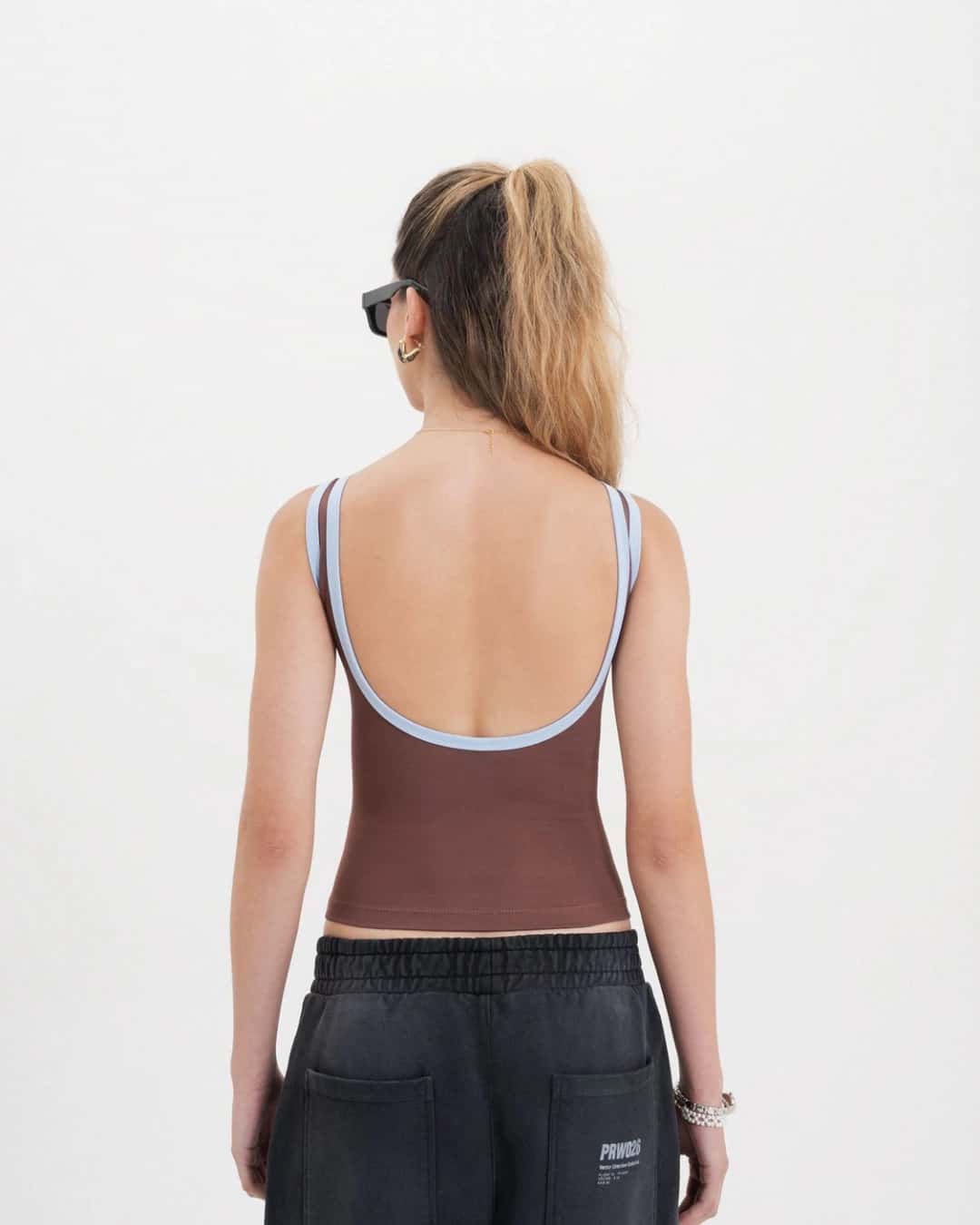 ACROSS THE LINES BROWN TANK TOP - miniatura 3