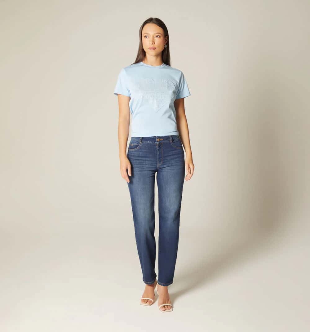 Jean skinny tiro alto cinco bolsillos