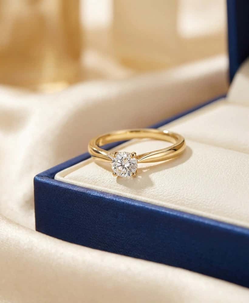 Anillo Solitario con Diamante Oro 18K