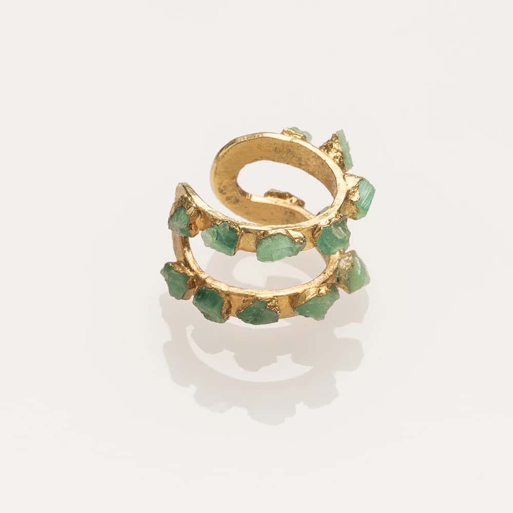 Double Rough Emerald EarCuff