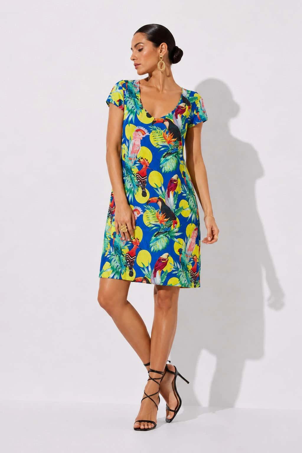 Vestido Filomena Pájaros Azules Estampado