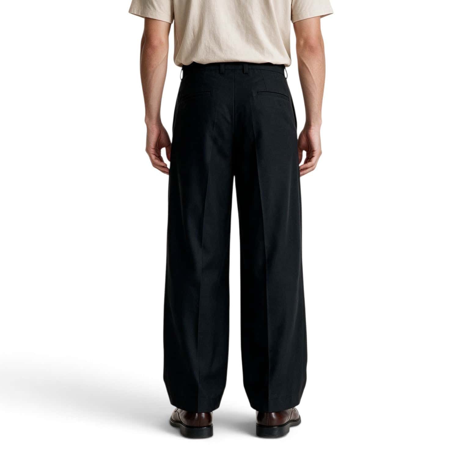 Pantalón negro con pretina cruzada bota ancha - miniatura 5