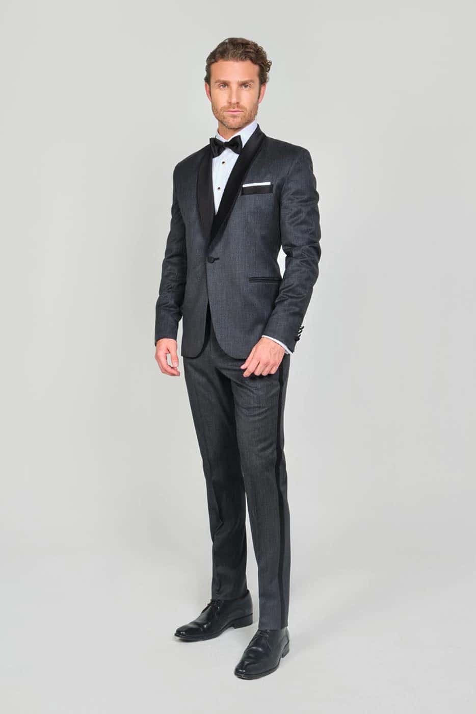 Traje Formal Sobre Medida Paño Tropical Gris Oscuro