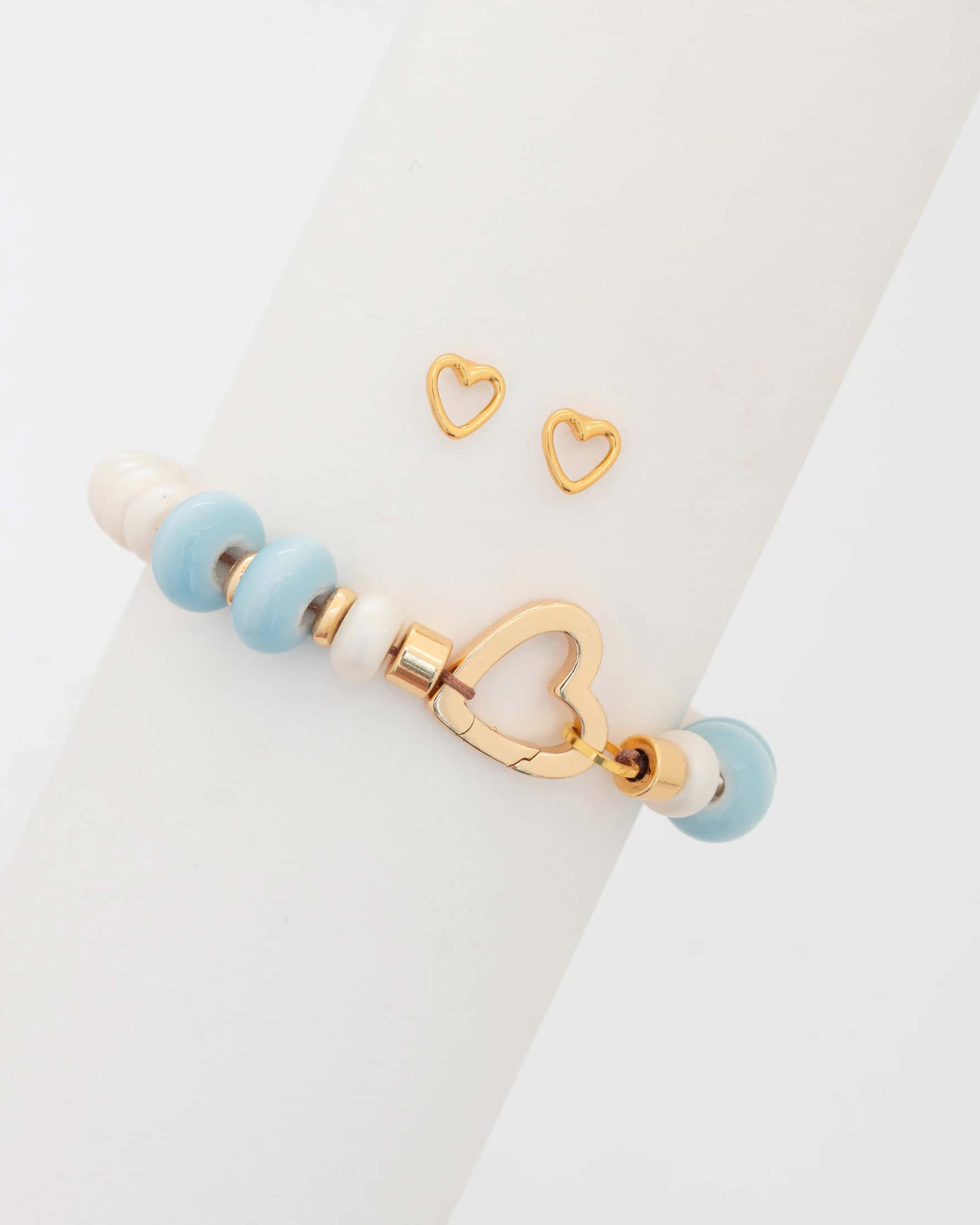 Pulsera Broche Corazón + Aretes