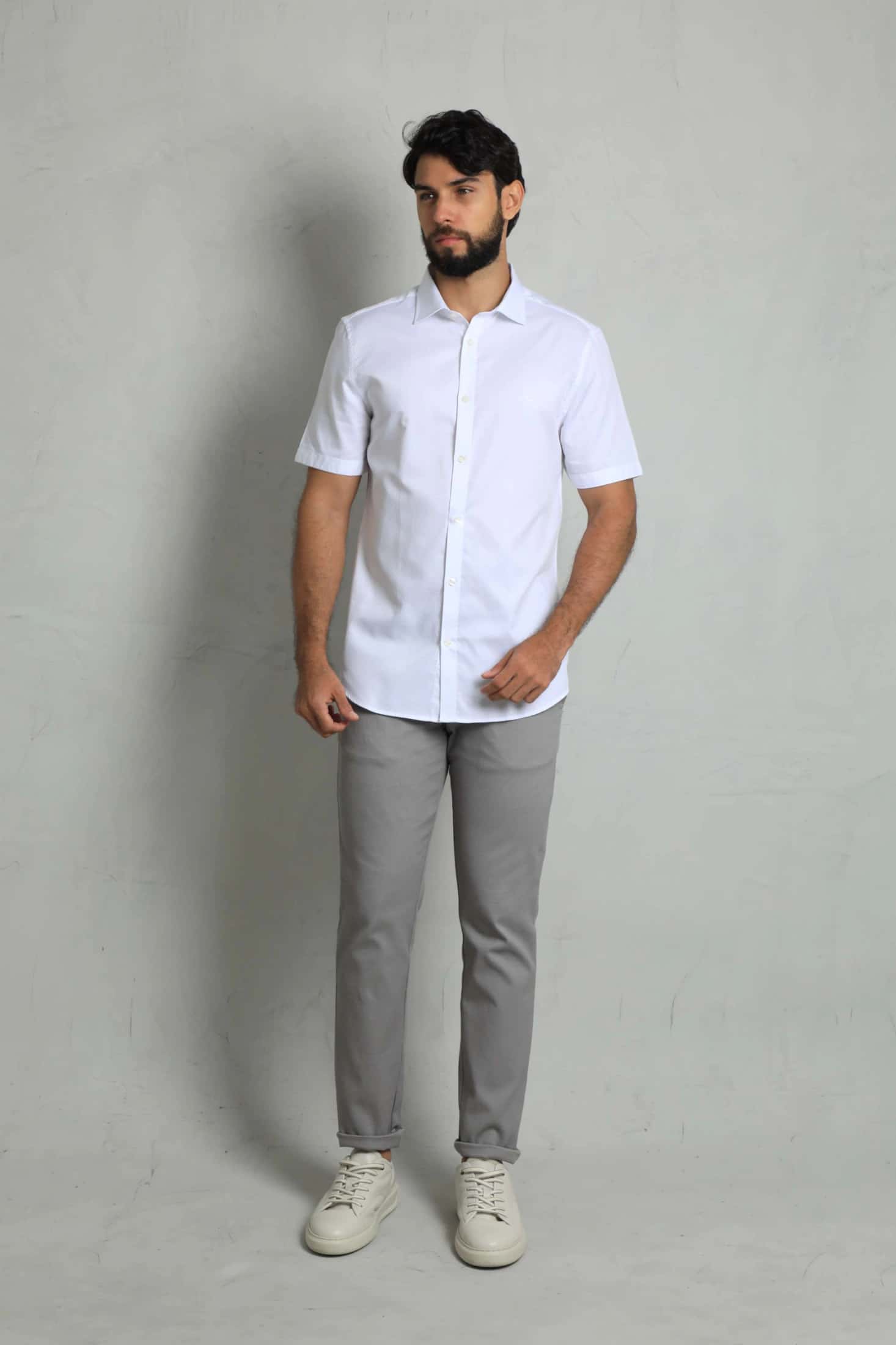 Camisa Manga Corta Blanco (Cuadros)