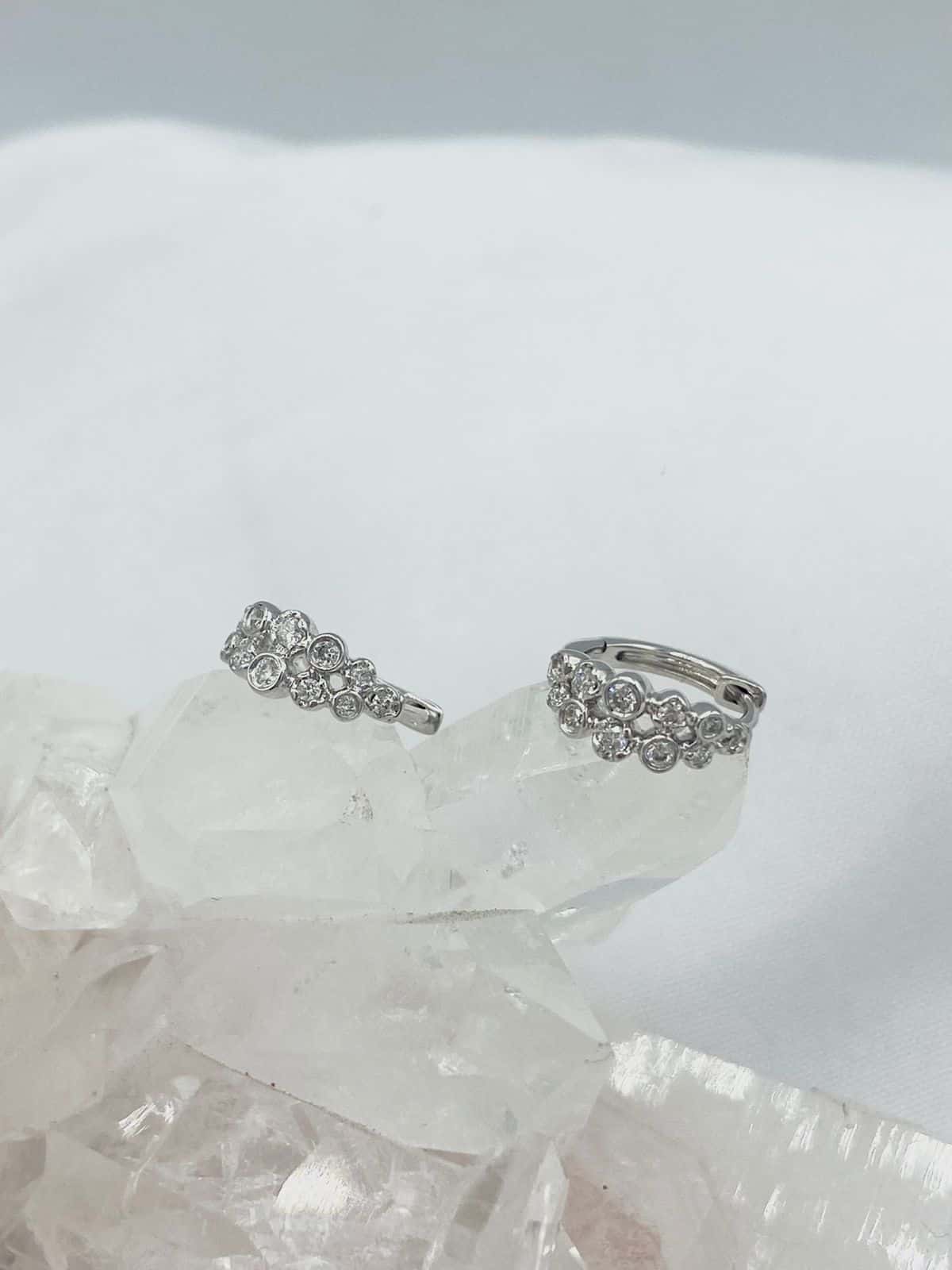 Aretes Diamantes estilo candongas en Oro Blanco 18K #1