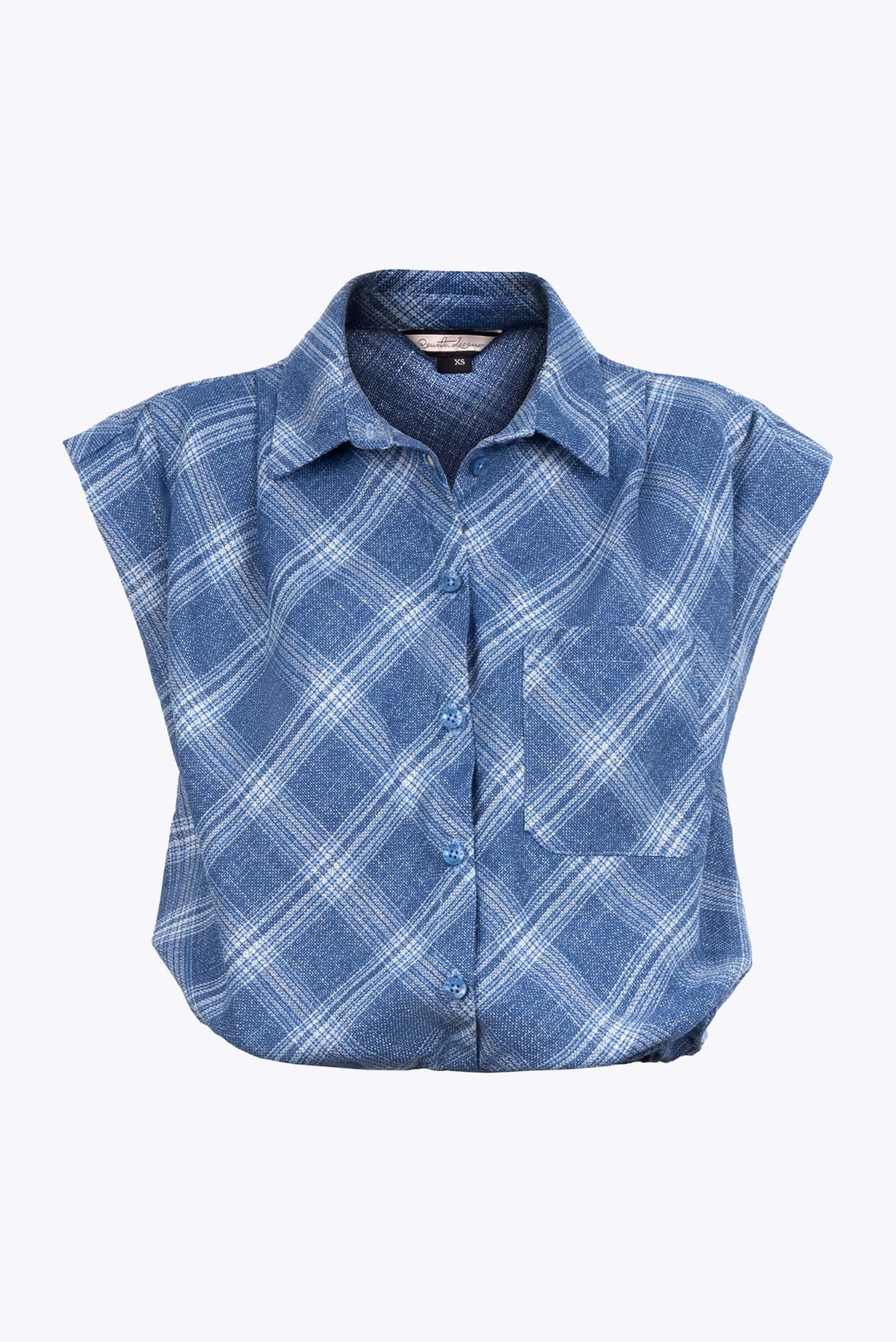 Blusa Eje Cuadros Azul