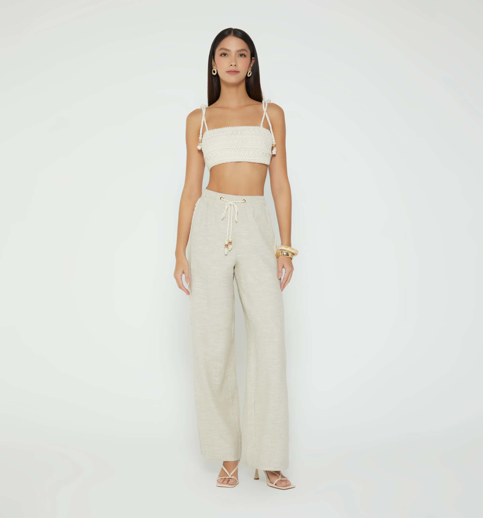 Pantalon palazzo con insumo