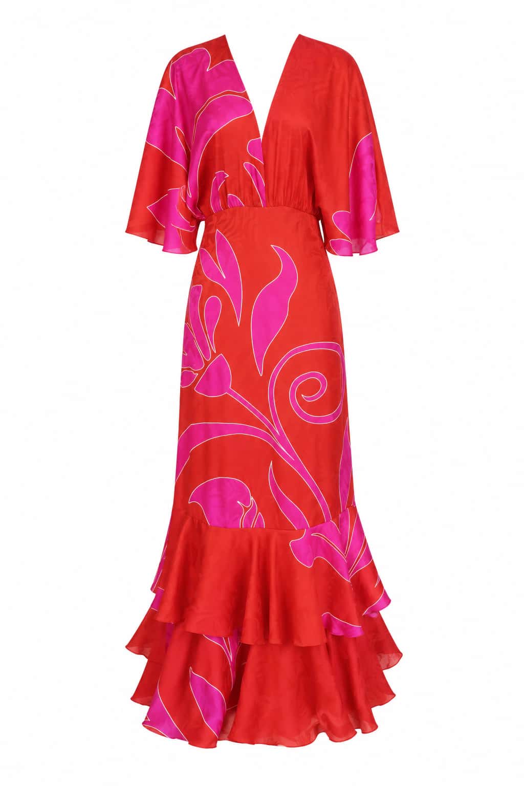 Angelica Crepe Maxi Dress / Red & Fuchsia Maxi Buganvilia - miniatura 1