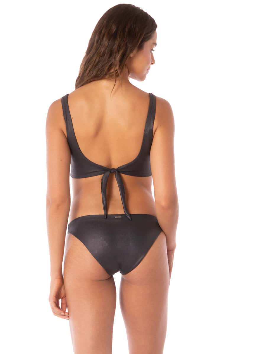 Maaji Onyx Black Flirt Low Rise Thin Side Bikini Bottom