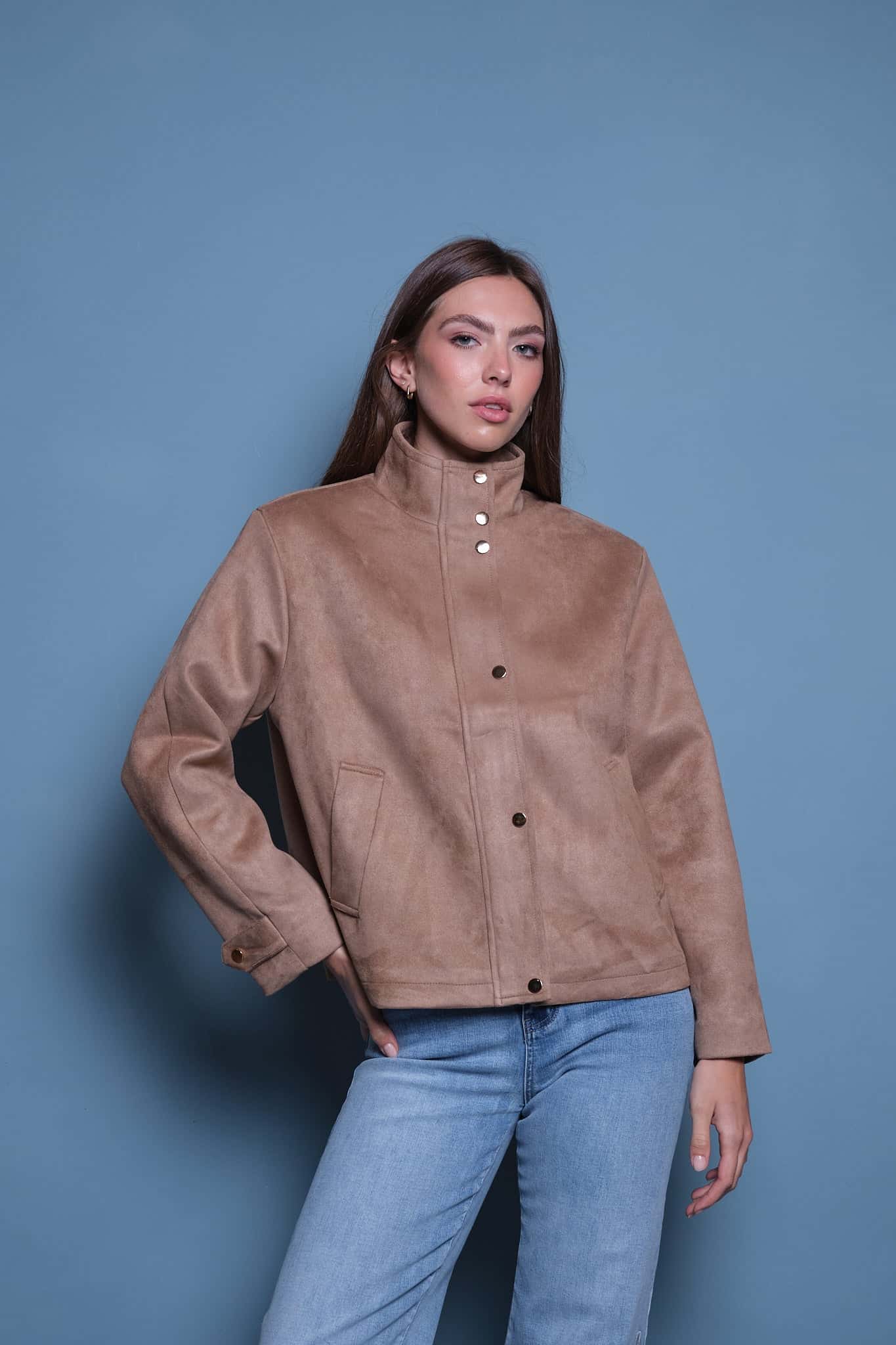 CHAQUETA GAMUZA CUELLO FUNNEL CAFE