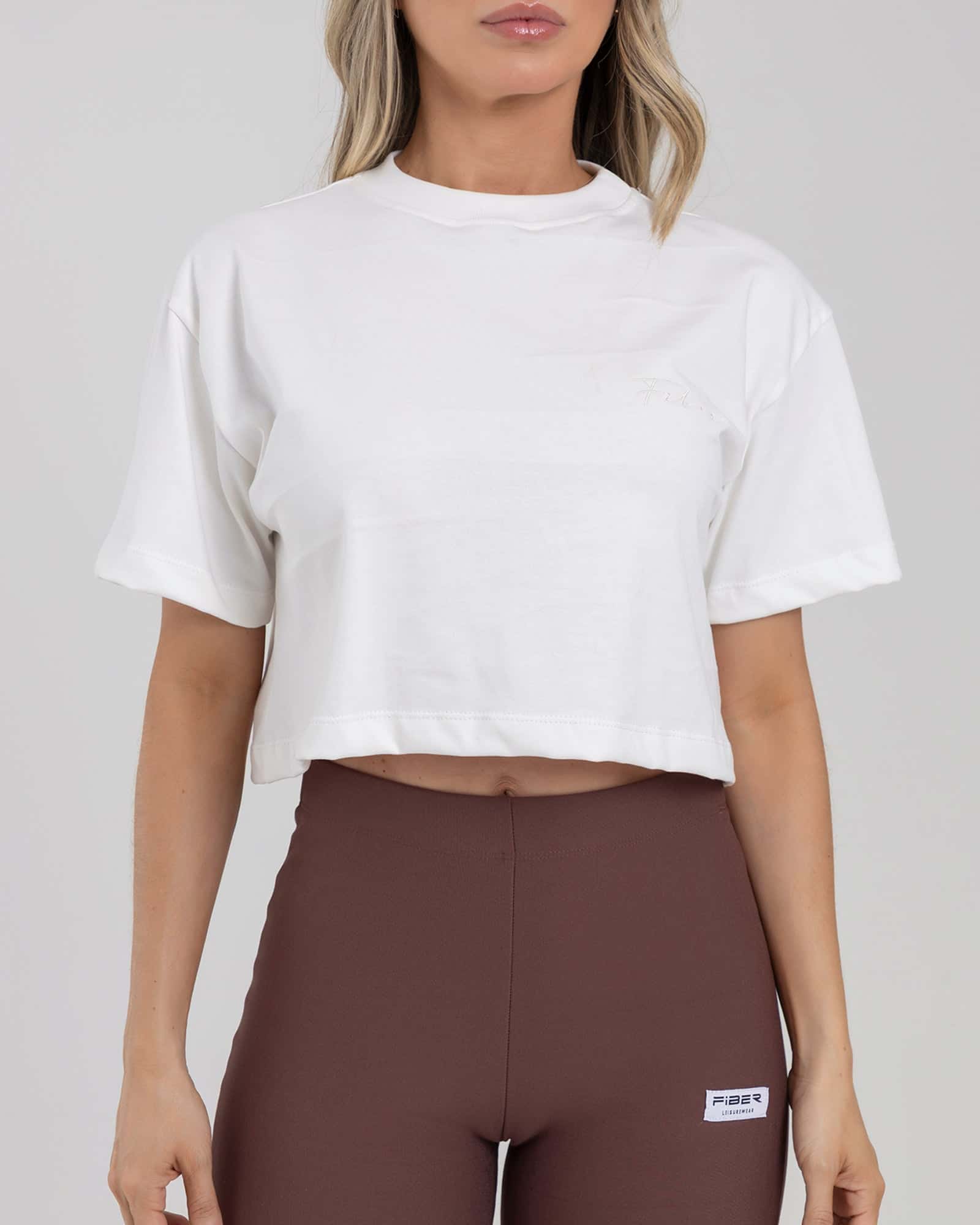 Camiseta crop soft marfil new dawn FIBER