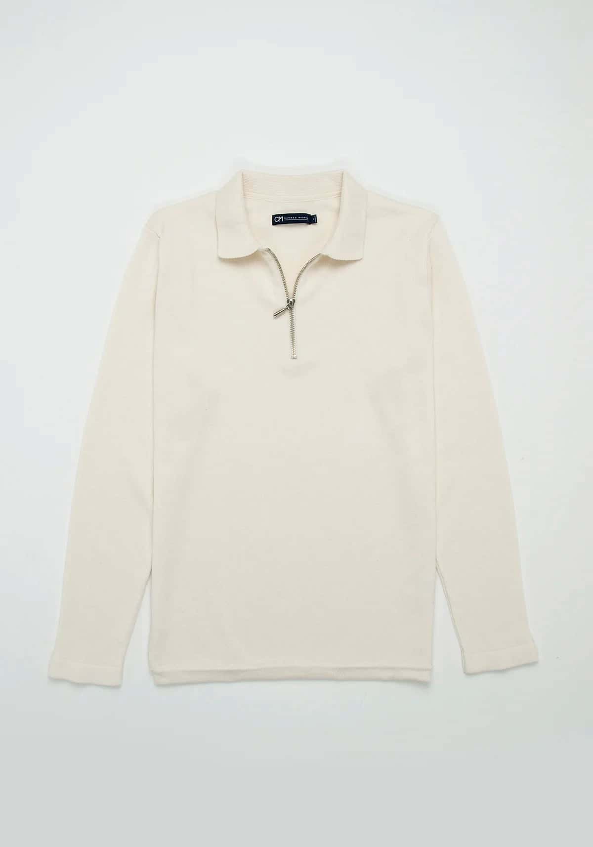 Saco Camisero Half Zip Algodón Crema