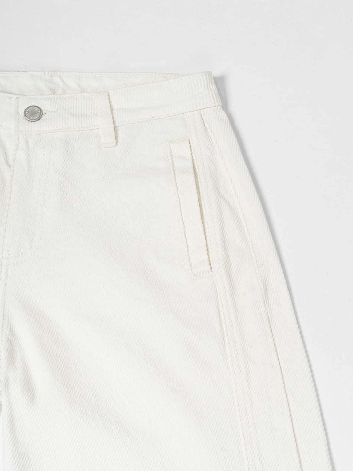 Ref: 0620640 Pantalón wide leg, rígido, tiro alto, con cortes, tono ivory - miniatura 3