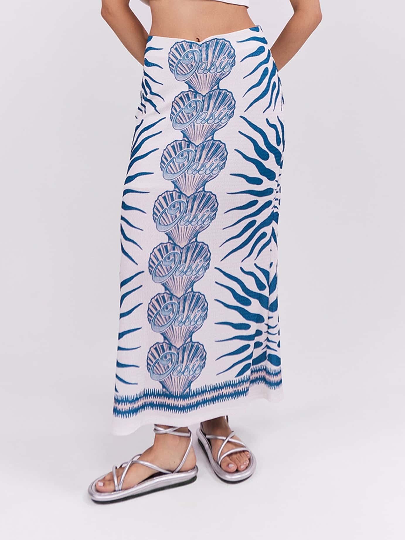 Falda Midi Oasis - Azul
